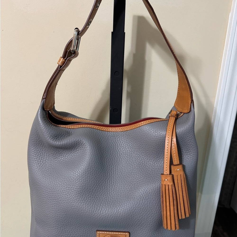 Dooney & Bourke Gray Leather Hobo Bag - Picture 1 of 14